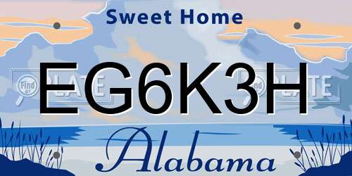 EG6K3H Alabama License Plate