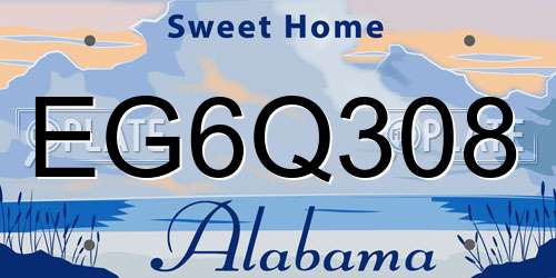 EG6Q308 Alabama License Plate