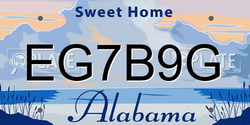 EG7B9G Alabama License Plate