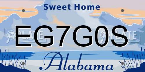 EG7G0S Alabama License Plate