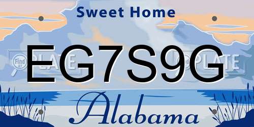 EG7S9G Alabama License Plate