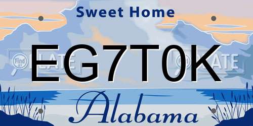 EG7T0K Alabama License Plate
