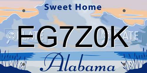 EG7Z0K Alabama License Plate