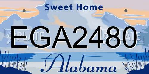 EGA2480 Alabama License Plate