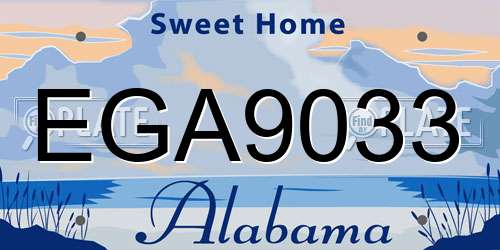 EGA9033 Alabama License Plate