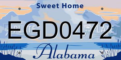 EGD0472 Alabama License Plate
