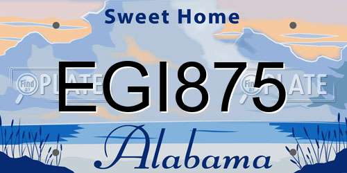 EGI875 Alabama License Plate
