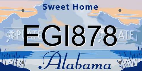 EGI878 Alabama License Plate