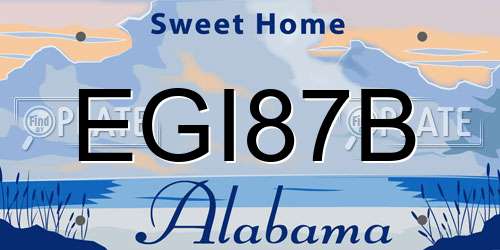 EGI87B Alabama License Plate