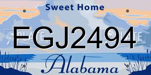 EGJ2494 Alabama License Plate