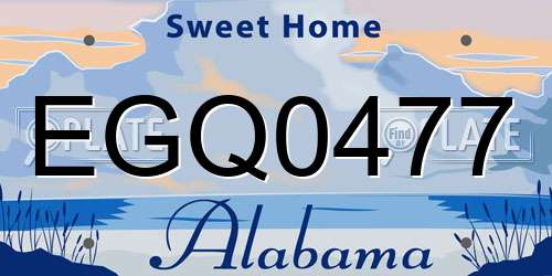EGQ0477 Alabama License Plate