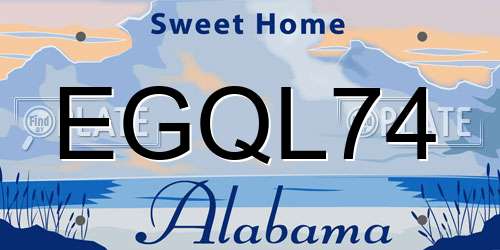EGQL74 Alabama License Plate