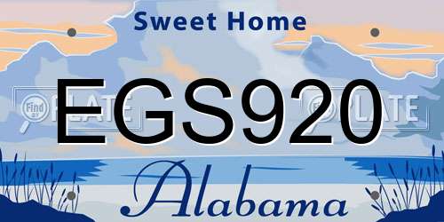 EGS920 Alabama License Plate