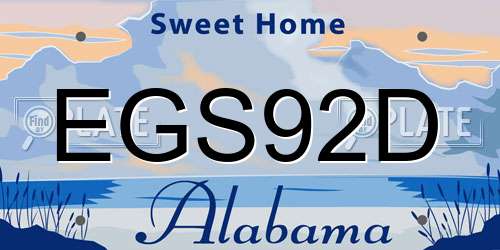 EGS92D Alabama License Plate