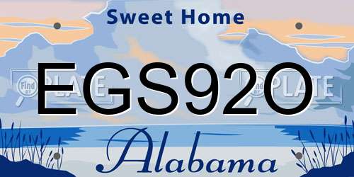 EGS92O Alabama License Plate