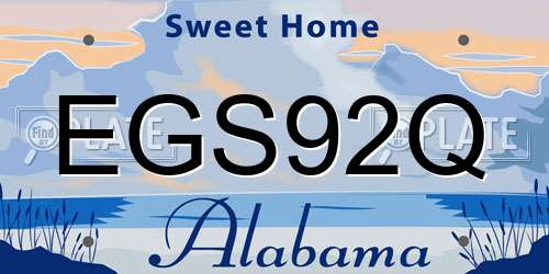 EGS92Q Alabama License Plate