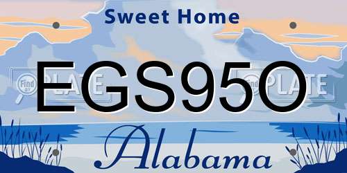 EGS95O Alabama License Plate