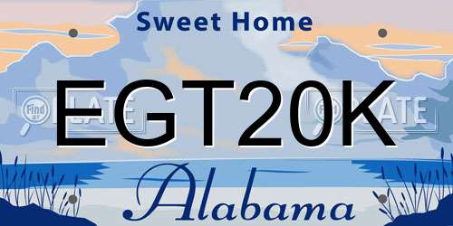 EGT20K Alabama License Plate