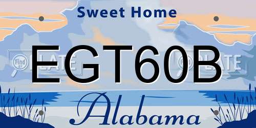 EGT60B Alabama License Plate