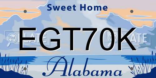 EGT70K Alabama License Plate