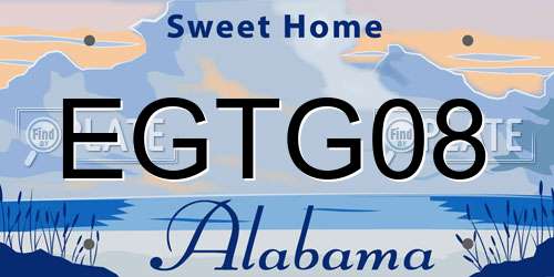 EGTG08 Alabama License Plate
