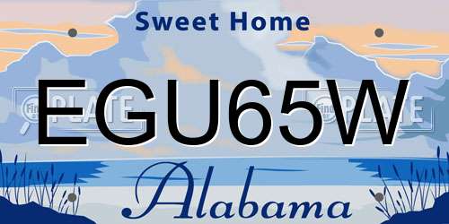 EGU65W Alabama License Plate