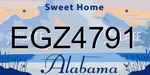 EGZ4791 Alabama License Plate