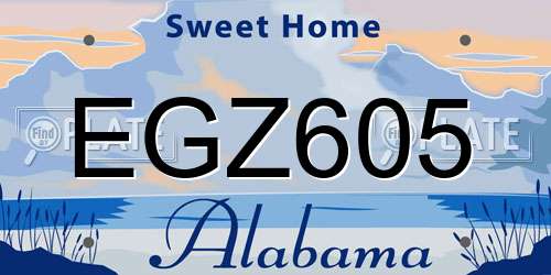 EGZ605 Alabama License Plate