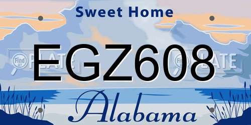 EGZ608 Alabama License Plate
