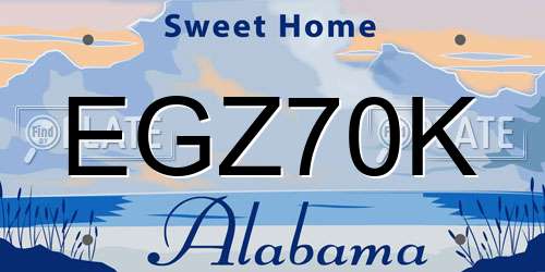 EGZ70K Alabama License Plate