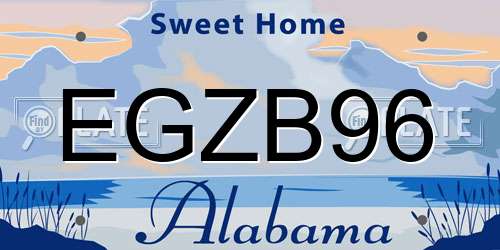 EGZB96 Alabama License Plate
