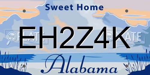 EH2Z4K Alabama License Plate