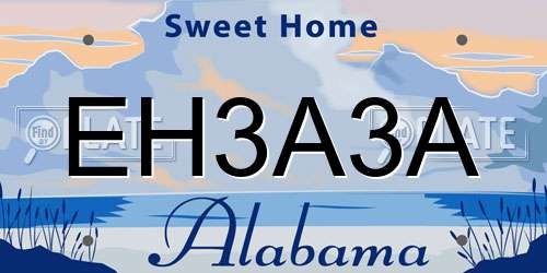 EH3A3A Alabama License Plate