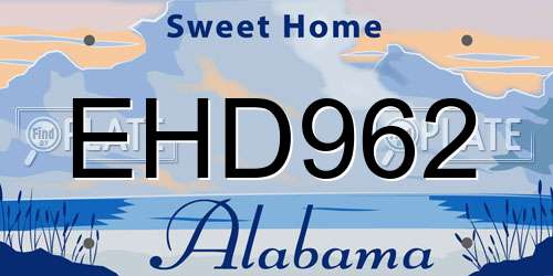 EHD962 Alabama License Plate
