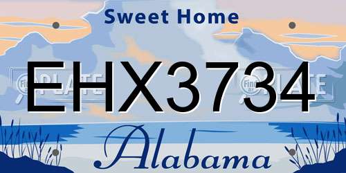 EHX3734 Alabama License Plate