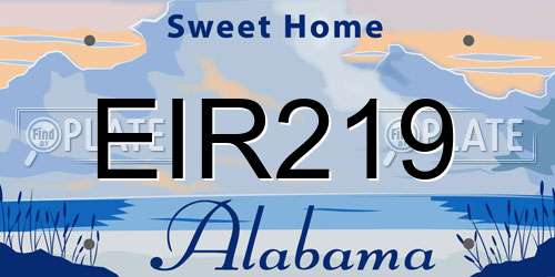 EIR219 Alabama License Plate