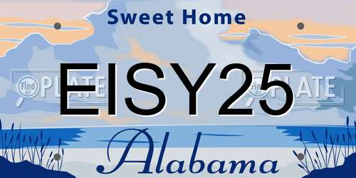 EISY25 Alabama License Plate