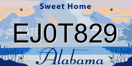 EJ0T829 Alabama License Plate