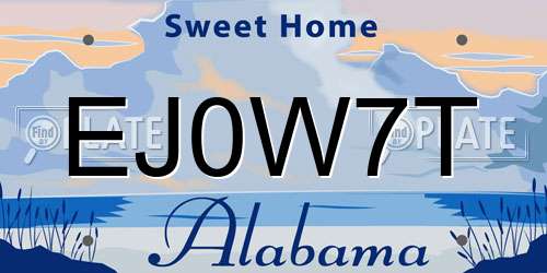 EJ0W7T Alabama License Plate