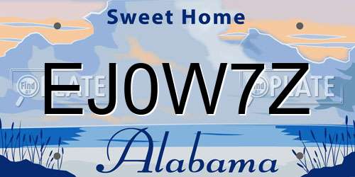 EJ0W7Z Alabama License Plate