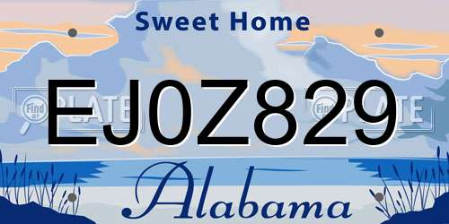 EJ0Z829 Alabama License Plate