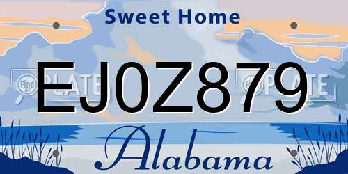 EJ0Z879 Alabama License Plate