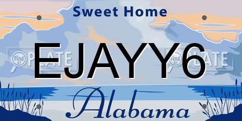 EJAYY6 Alabama License Plate