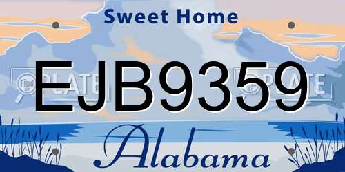 EJB9359 Alabama License Plate