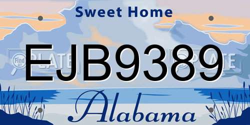 EJB9389 Alabama License Plate
