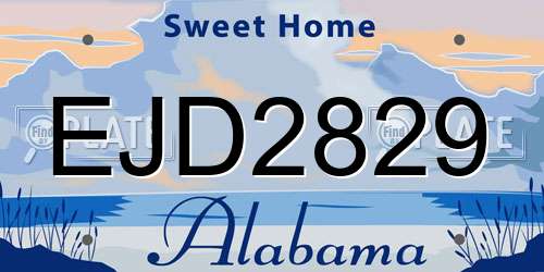 EJD2829 Alabama License Plate