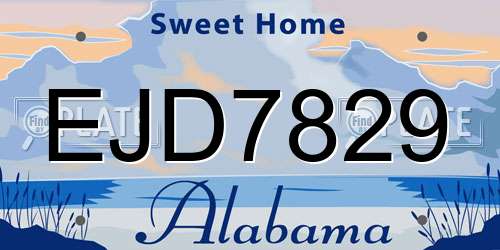 EJD7829 Alabama License Plate