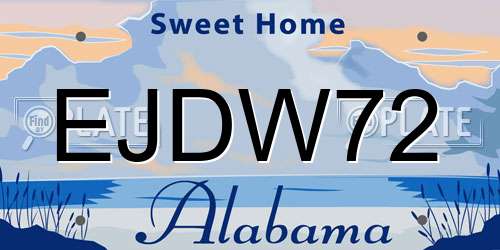 EJDW72 Alabama License Plate