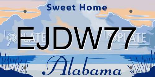 EJDW77 Alabama License Plate