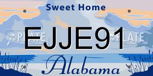 EJJE91 Alabama License Plate